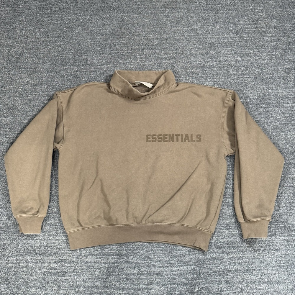 Fear of God Essentials Mock Neck Sweatshirt Men Small Brown Streetwear Oversize